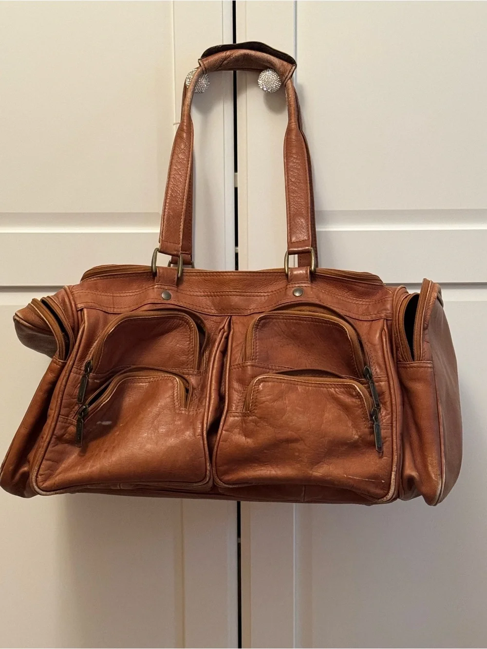 Men's Brown Leather Travel Duffle Bag by Cortez.